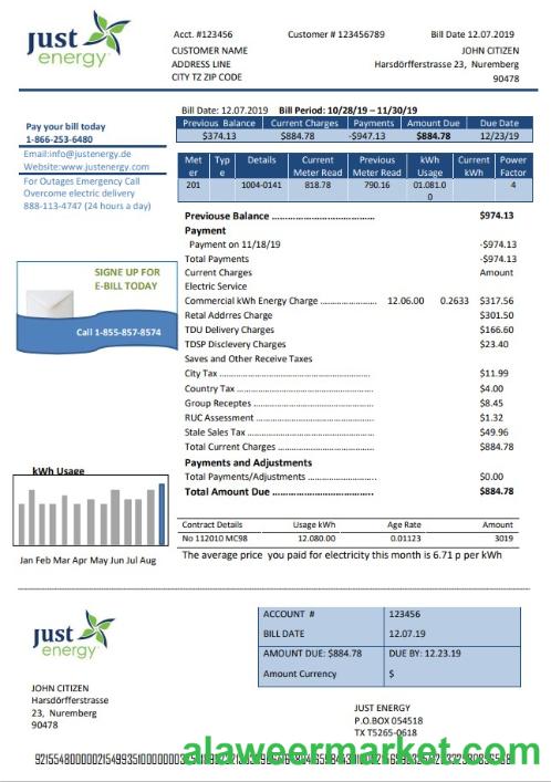 Germany Just Energy utility bill